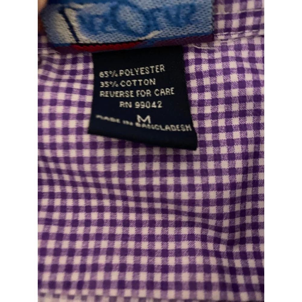 Las Olas Glam Button Down Shirt Purple Checkered Red Hat - Size Medium - Picture 4 of 7